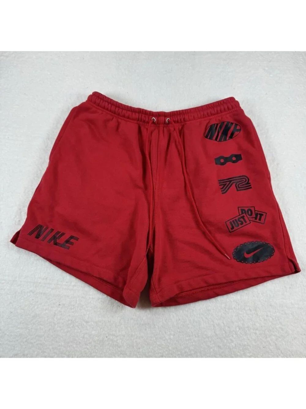 Nike Sweat Shorts Mens Size M Red French Terry 7 Inseam Just Do It Graphic